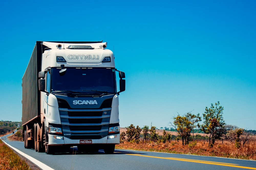 Semi truck in an automotive service setting